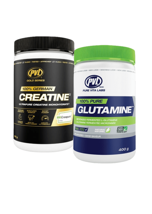 PVL Creapure 100% Créatine Allemande, (410g) + PVL Glutamine, (400g)